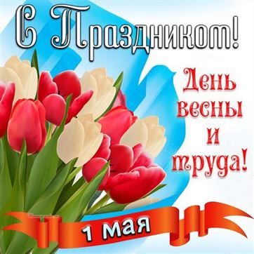 Оригинальная картинка с цветными тюльпанами на День весны и труда