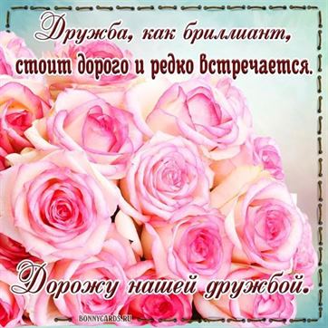 Трогательная открытка подруге с розовыми розами