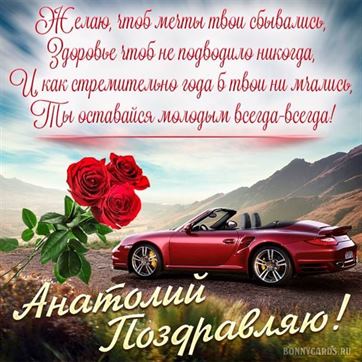 Кабриолет и розы на День рождения Анатолию
