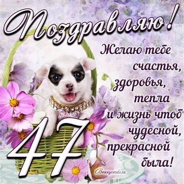 Трогательная открытка с щенком на день рождения 47 летие