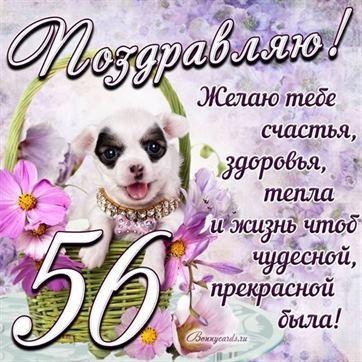 Трогательная открытка с щенком на день рождения 56 летие