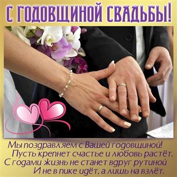 Креативная открытка на годовщину свадьбы с руками с кольцами