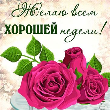 Пожелание хорошей недели с розовыми розами