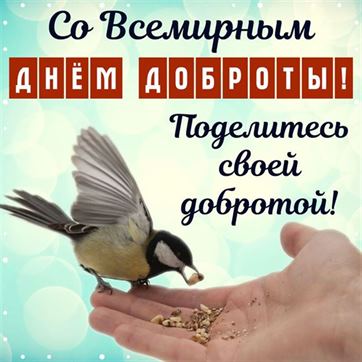 Забавная открытка на День доброты с птичкой