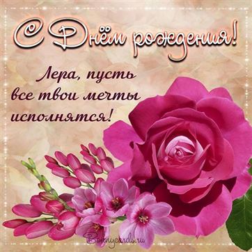 Красивая открытка для Леры с розовым цветком